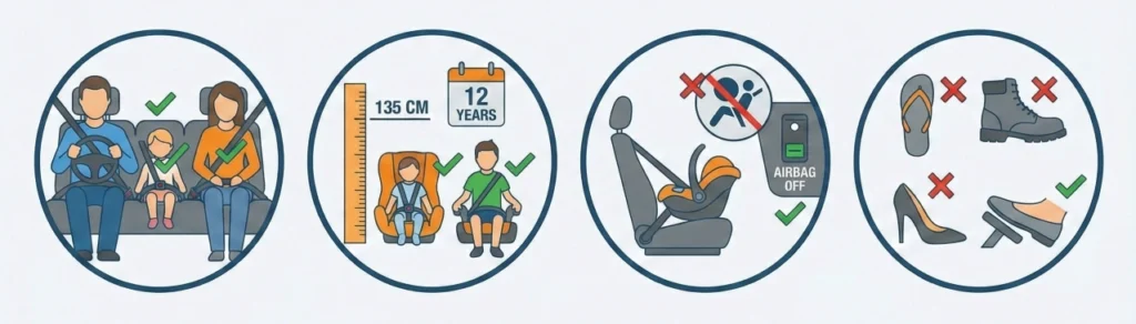 Seat Belts, Footwear and Child Restraints