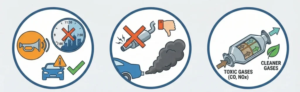 Horn, Exhaust and Catalytic Converter