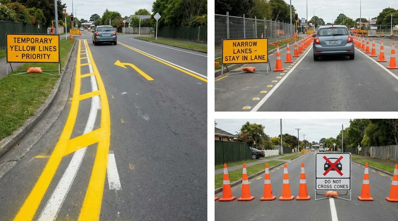 temporary zone road mark UK