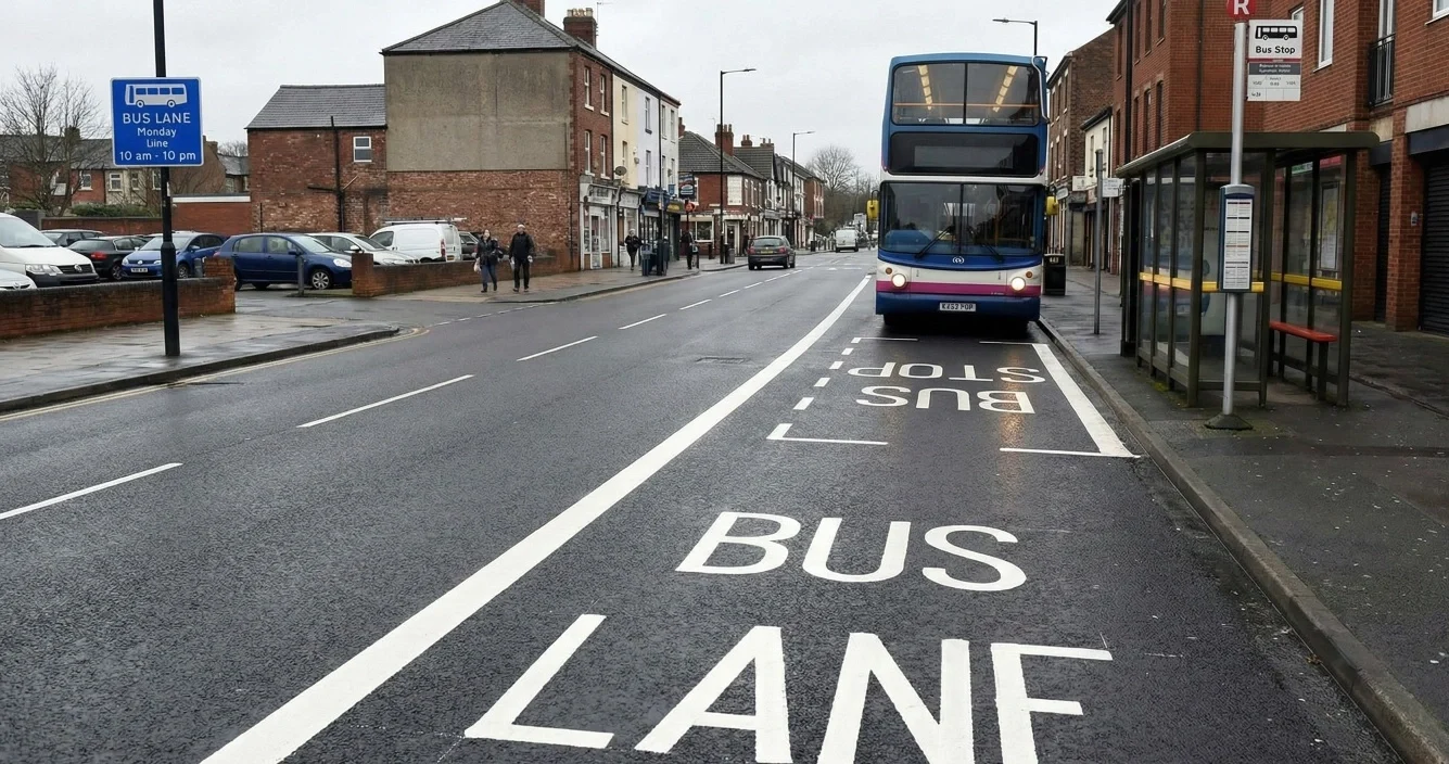 bus line road mark UK