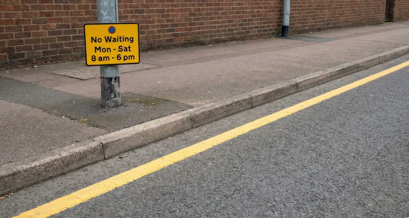 yellow side line road mark UK