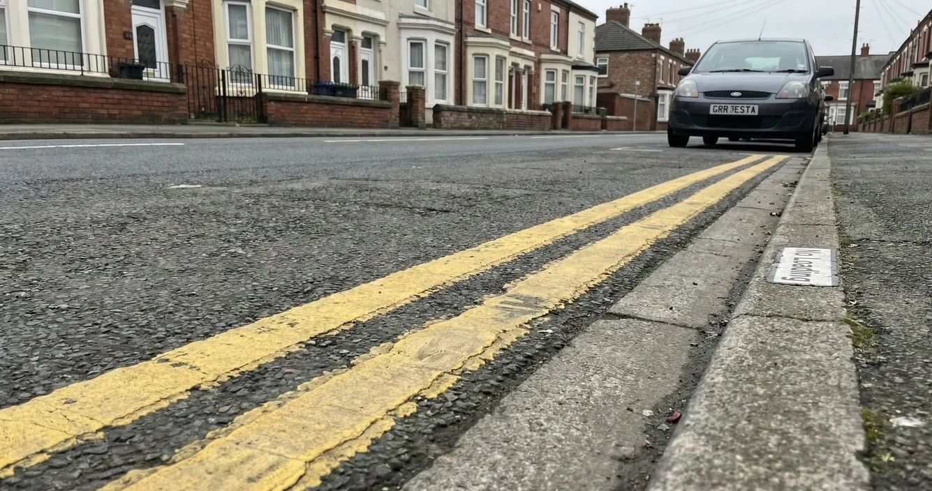 double yellow line road mark UK