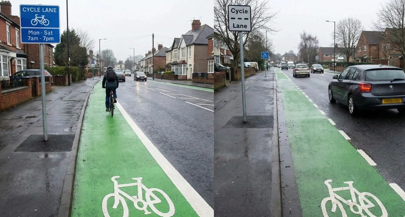 cycle lane road mark UK