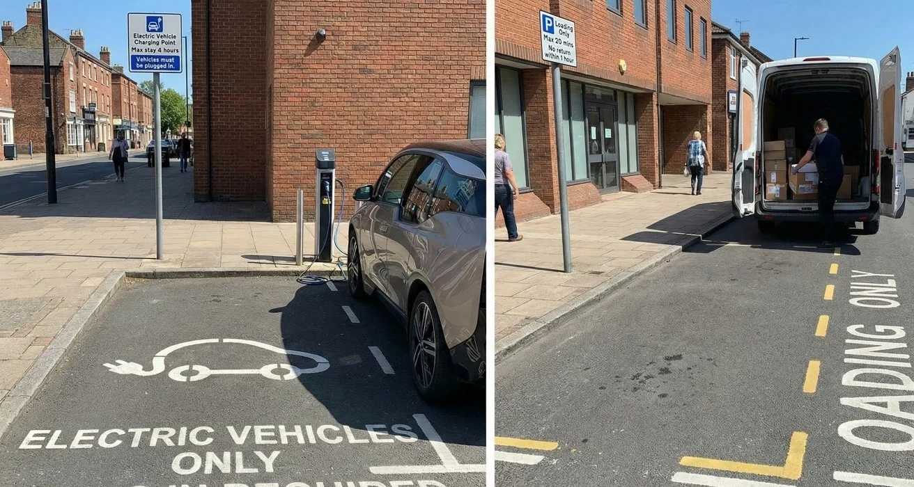 EV charge parking road mark UK